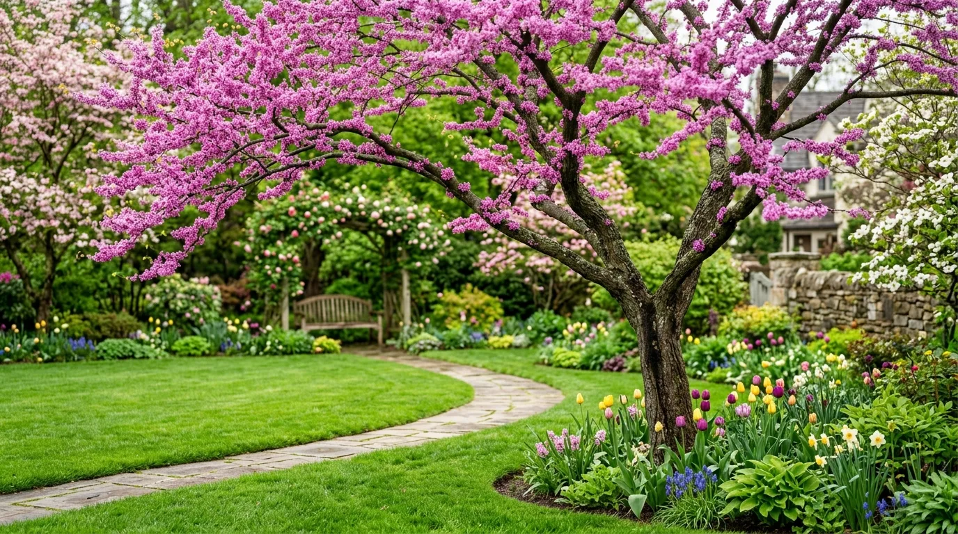 Tree Mixed With Shrubs and Ground Cover